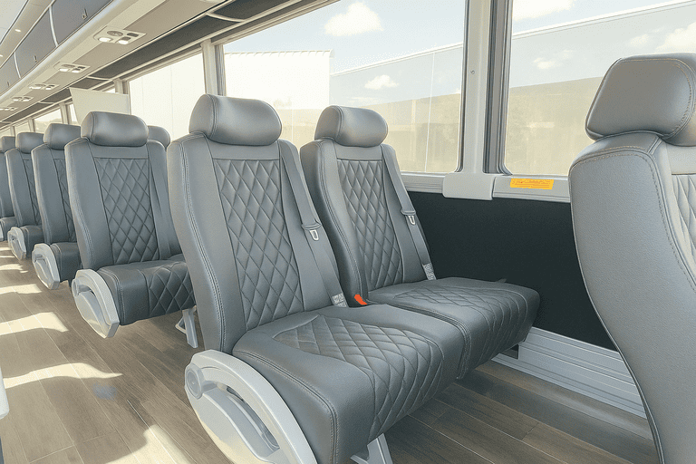 interior of Bus Rental Company Fullerton charter bus